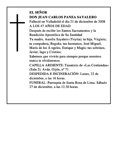 DON JUAN CARLOS PANEA SAYALERO