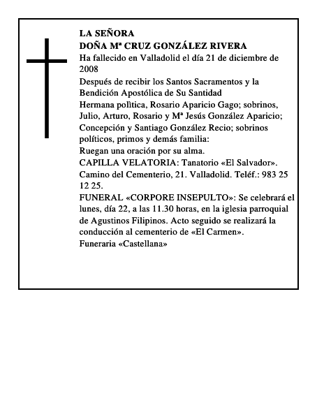 DOÑA Mª CRUZ GONZÁLEZ RIVERA