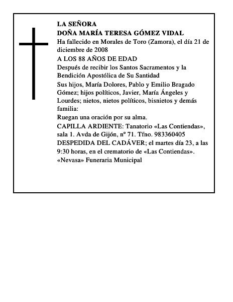 DOÑA MARÍA TERESA GÓMEZ VIDAL