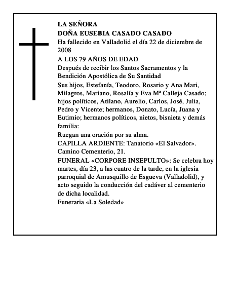 DOÑA EUSEBIA CASADO CASADO