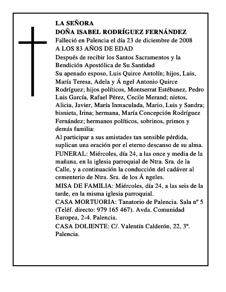 DOÑA ISABEL RODRÍGUEZ FERNÁNDEZ