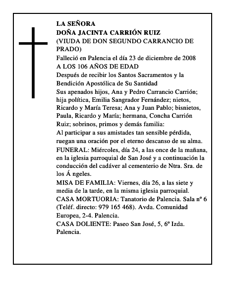 DOÑA JACINTA CARRIÓN RUIZ