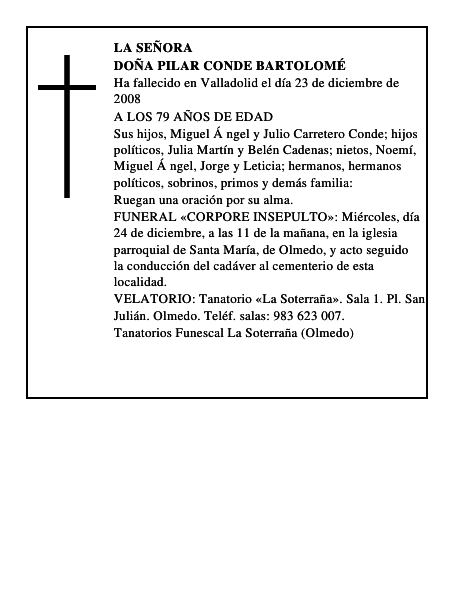 DOÑA PILAR CONDE BARTOLOMÉ