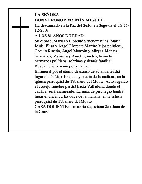 DOÑA LEONOR MARTÍN MIGUEL