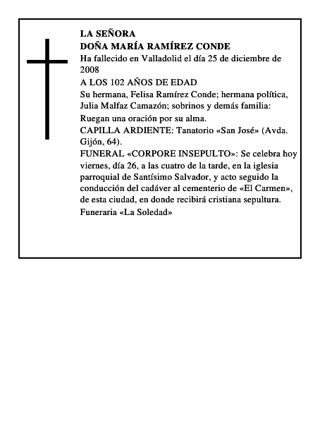 DOÑA MARÍA RAMÍREZ CONDE