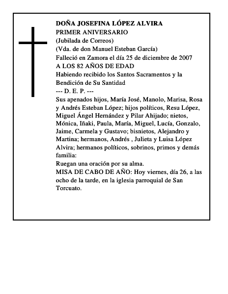 DOÑA JOSEFINA LÓPEZ ALVIRA