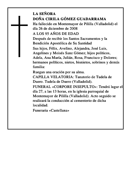 DOÑA CIRILA GÓMEZ GUADARRAMA