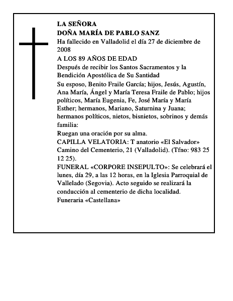 DOÑA MARÍA DE PABLO SANZ