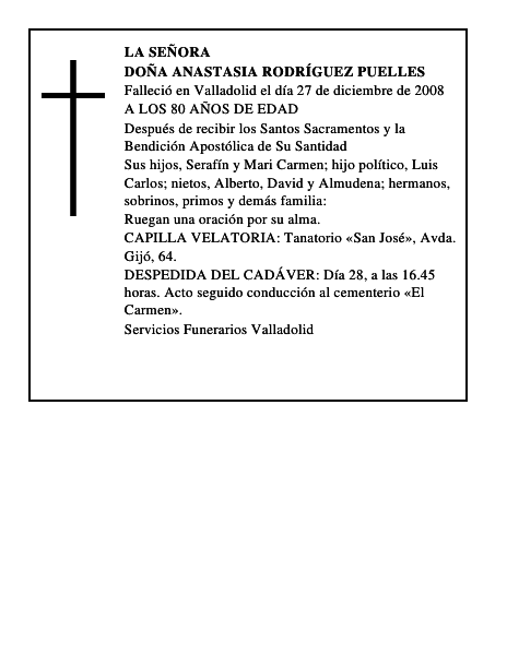 DOÑA ANASTASIA RODRÍGUEZ PUELLES