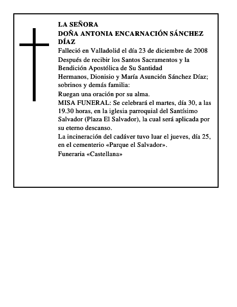 DOÑA ANTONIA ENCARNACIÓN SÁNCHEZ DÍAZ