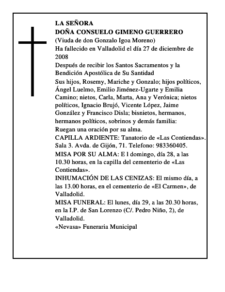 DOÑA CONSUELO GIMENO GUERRERO