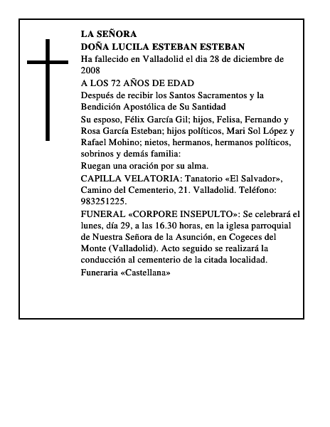 DOÑA LUCILA ESTEBAN ESTEBAN