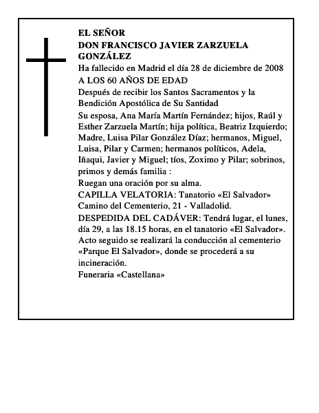 DON FRANCISCO JAVIER ZARZUELA GONZÁLEZ