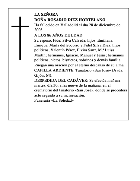 DOÑA ROSARIO DIEZ HORTELANO