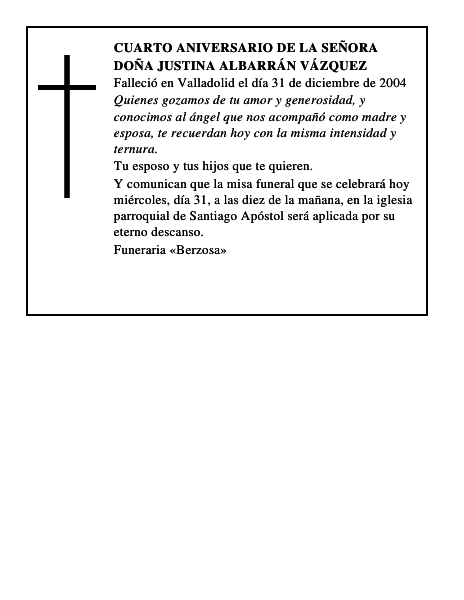 DOÑA JUSTINA ALBARRÁN VÁZQUEZ