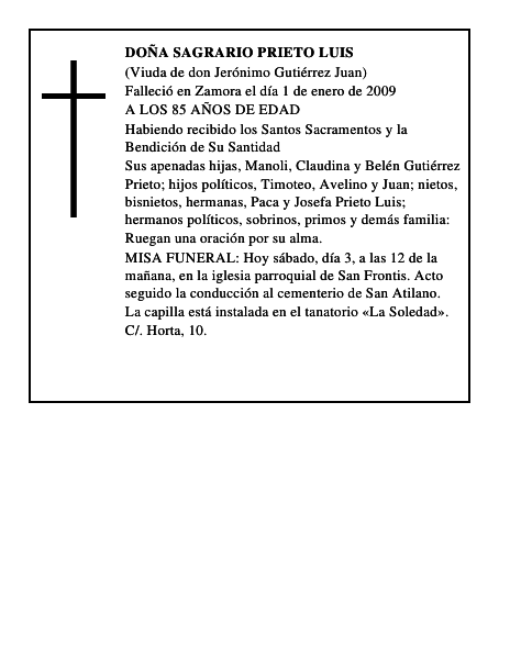 DOÑA SAGRARIO PRIETO LUIS