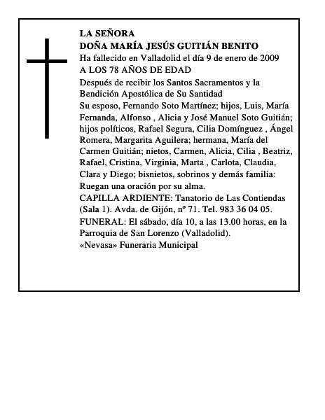 DOÑA MARÍA JESÚS GUITIÁN BENITO