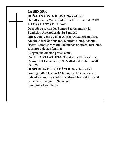 DOÑA ANTONIA OLIVA NAVALES