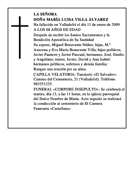 DOÑA MARÍA LUISA VILLA ÁLVAREZ