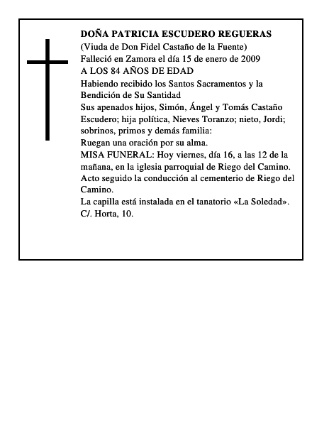 DOÑA PATRICIA ESCUDERO REGUERAS
