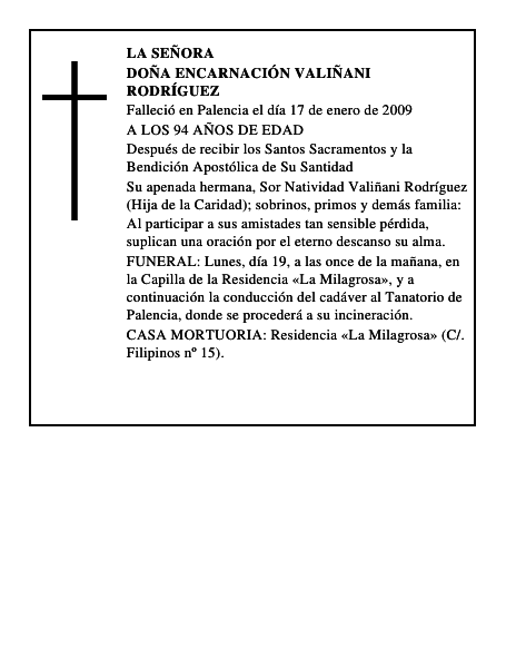 DOÑA ENCARNACIÓN VALIÑANI RODRÍGUEZ