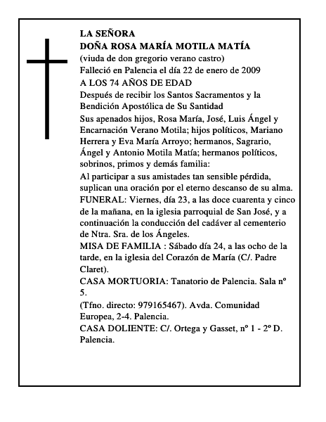 DOÑA ROSA MARÍA MOTILA MATÍA