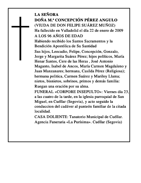 DOÑA M.ª CONCEPCIÓN PÉREZ ANGULO