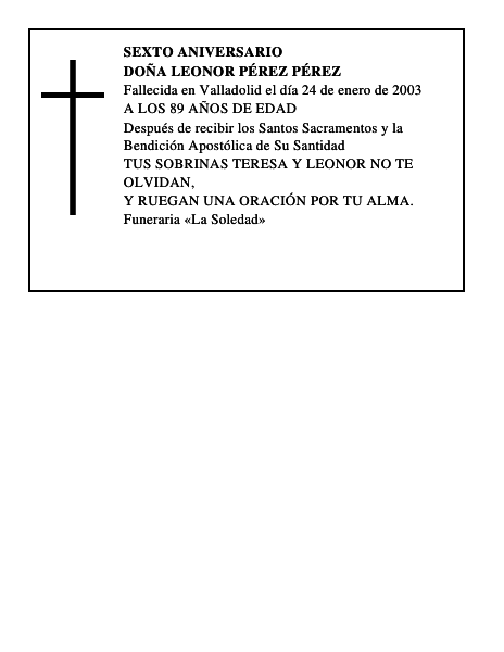 DOÑA LEONOR PÉREZ PÉREZ