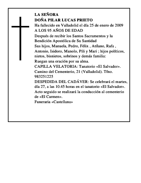 DOÑA PILAR LUCAS PRIETO