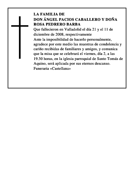 DON ÁNGEL PACIOS CABALLERO Y DOÑA ROSA PEDRERO BARBA