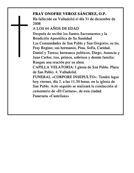 FRAY ONOFRE VEROZ SÁNCHEZ, O.P.
