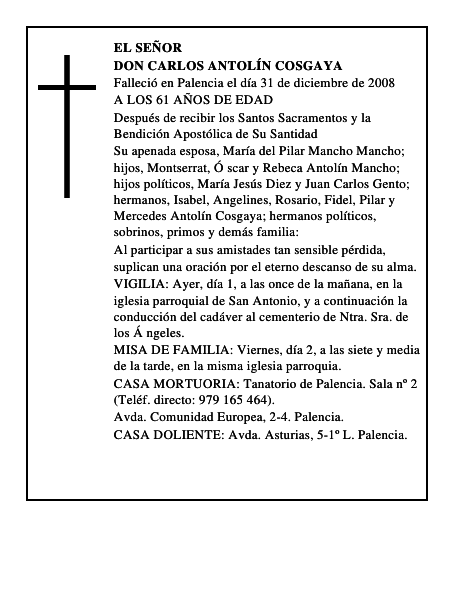 DON CARLOS ANTOLÍN COSGAYA