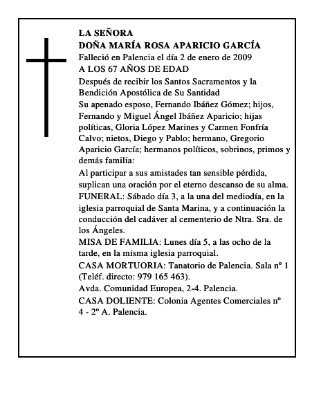 DOÑA MARÍA ROSA APARICIO GARCÍA