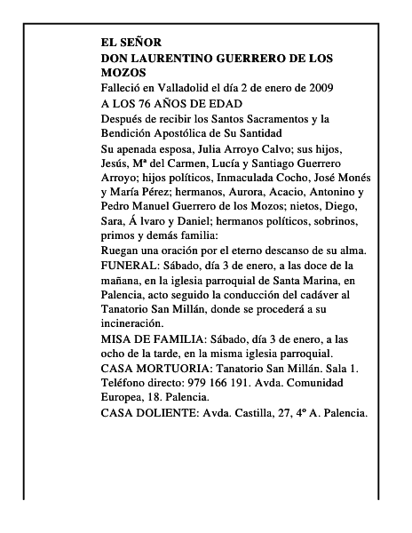 DON LAURENTINO GUERRERO DE LOS MOZOS