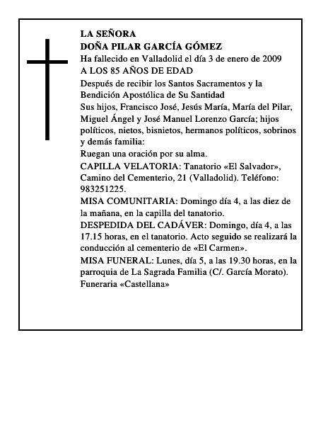 DOÑA PILAR GARCÍA GÓMEZ