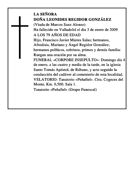 DOÑA LEONIDES REGIDOR GONZÁLEZ