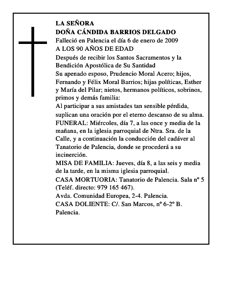 DOÑA CÁNDIDA BARRIOS DELGADO