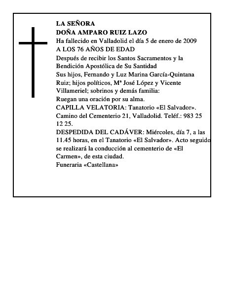 DOÑA AMPARO RUIZ LAZO