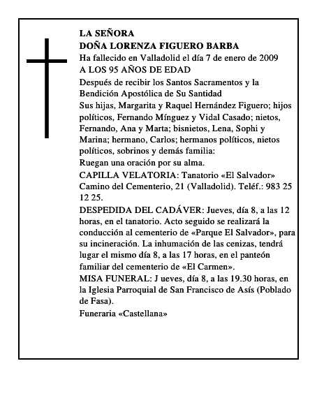 DOÑA LORENZA FIGUERO BARBA