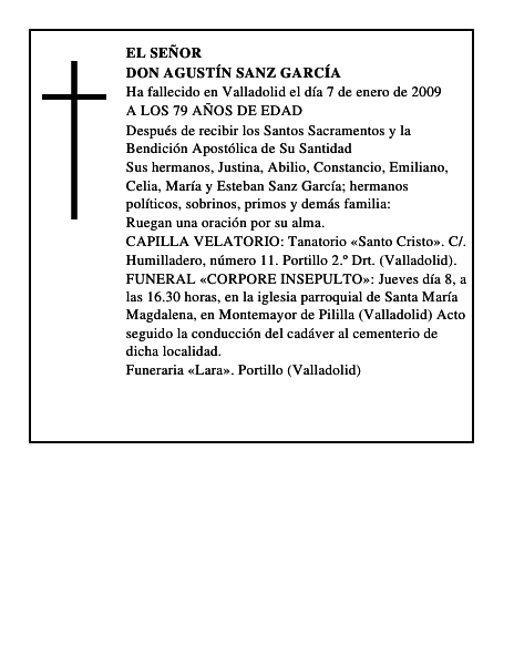 DON AGUSTÍN SANZ GARCÍA