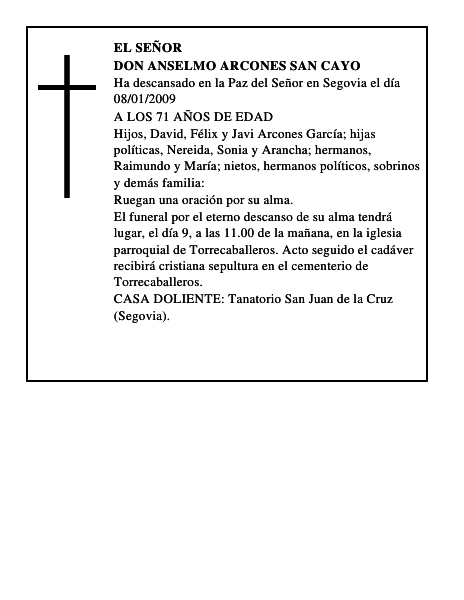 DON ANSELMO ARCONES SAN CAYO