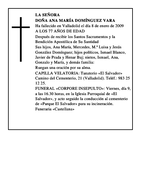 DOÑA ANA MARÍA DOMÍNGUEZ VARA
