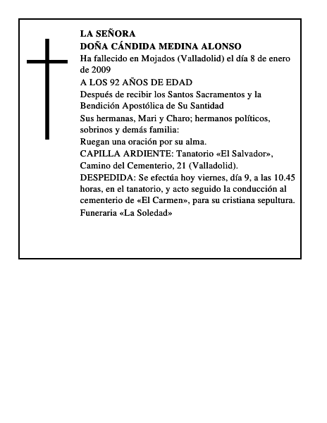DOÑA CÁNDIDA MEDINA ALONSO