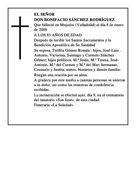 DON BONIFACIO SÁNCHEZ RODRÍGUEZ