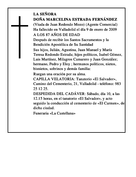 DOÑA MARCELINA ESTRADA FERNÁNDEZ