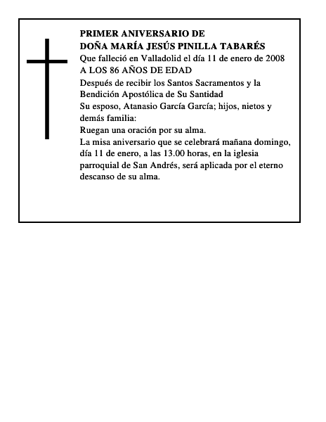 DOÑA MARÍA JESÚS PINILLA TABARÉS