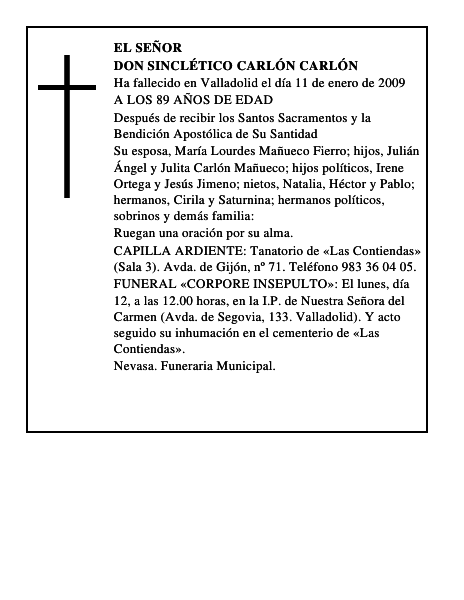 DON SINCLÉTICO CARLÓN CARLÓN