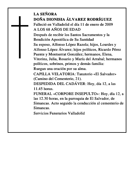 DOÑA DIONISIA ÁLVAREZ RODRÍGUEZ