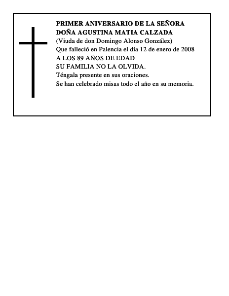 DOÑA AGUSTINA MATIA CALZADA