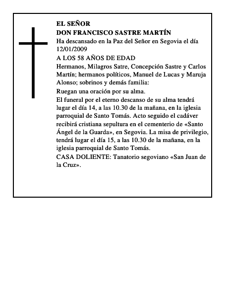 DON FRANCISCO SASTRE MARTÍN